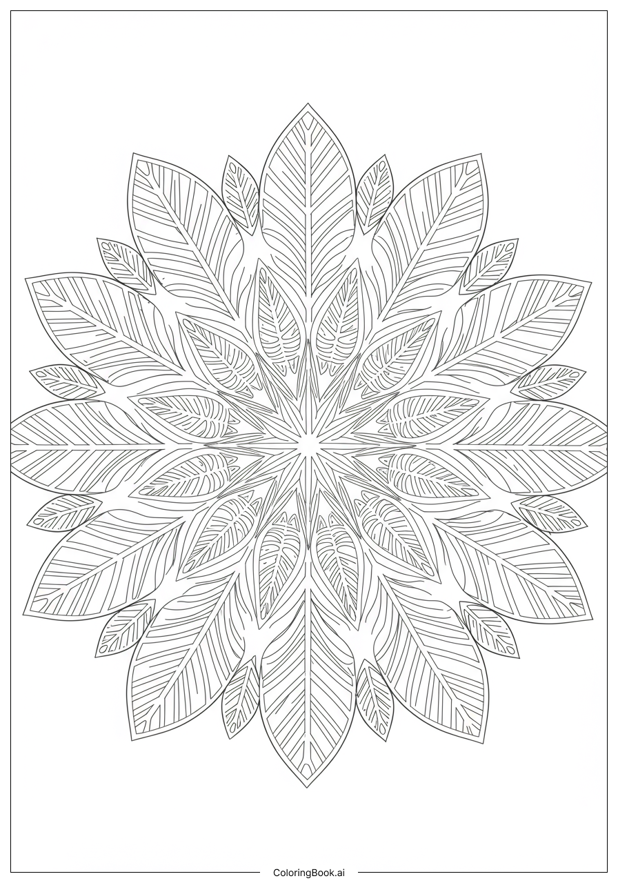 Mindfulness Nature Mandala Of Leaves Ausmalseite