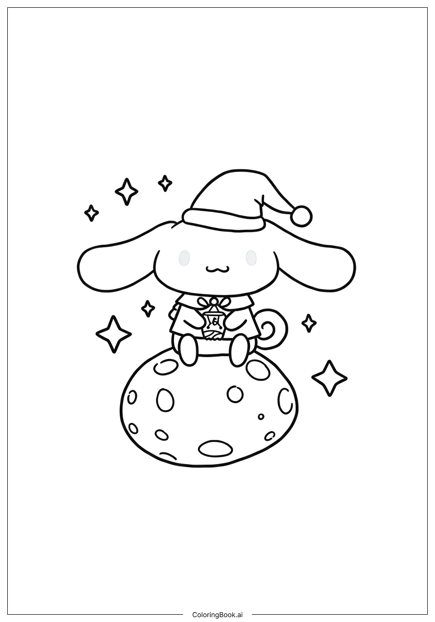  Trang tô màu Cinnamoroll Ngồi Trên Mặt Trăng 