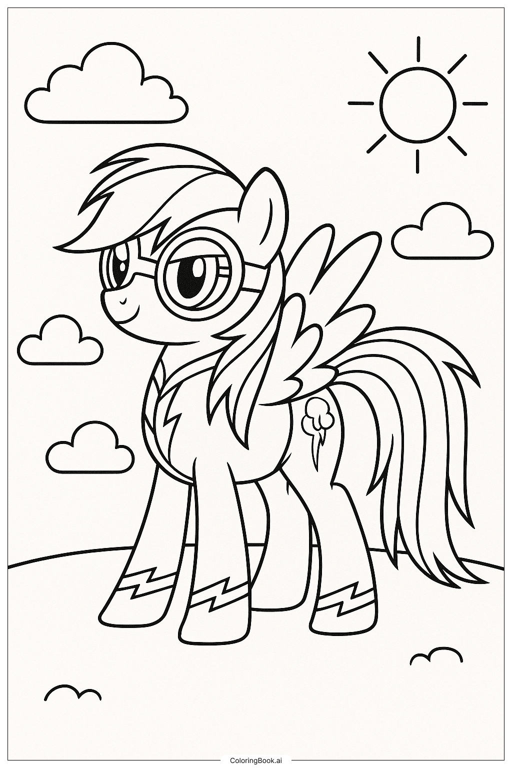 Página para colorear Rainbow Dash Guiando el Clima (Descarga gratuita en  PDF \u0026 PNG), image size:1024x1536