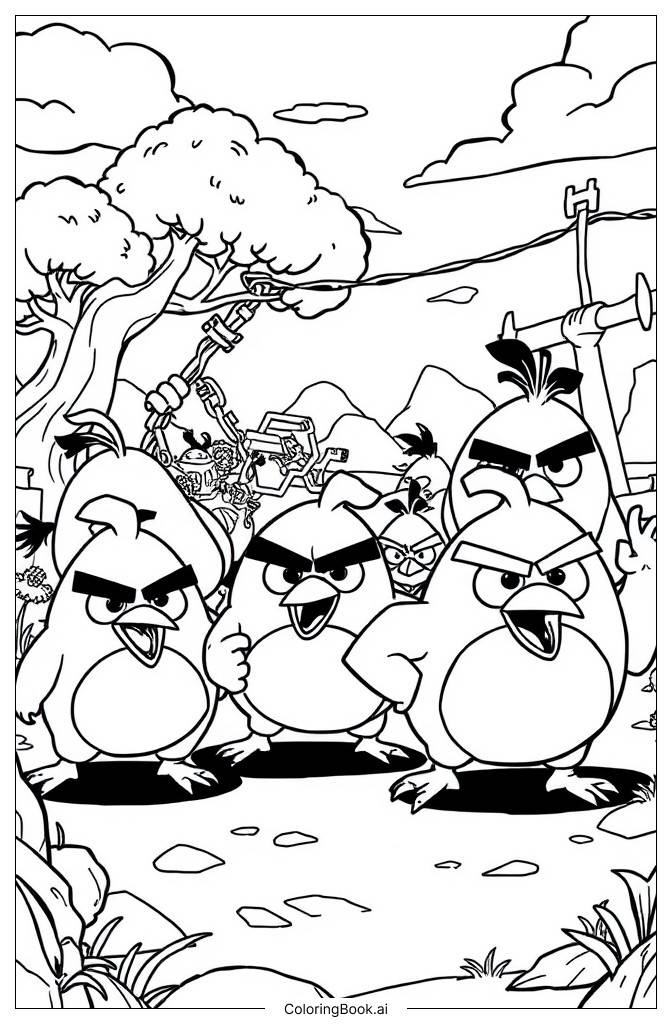  Página para colorir de Angry birds 