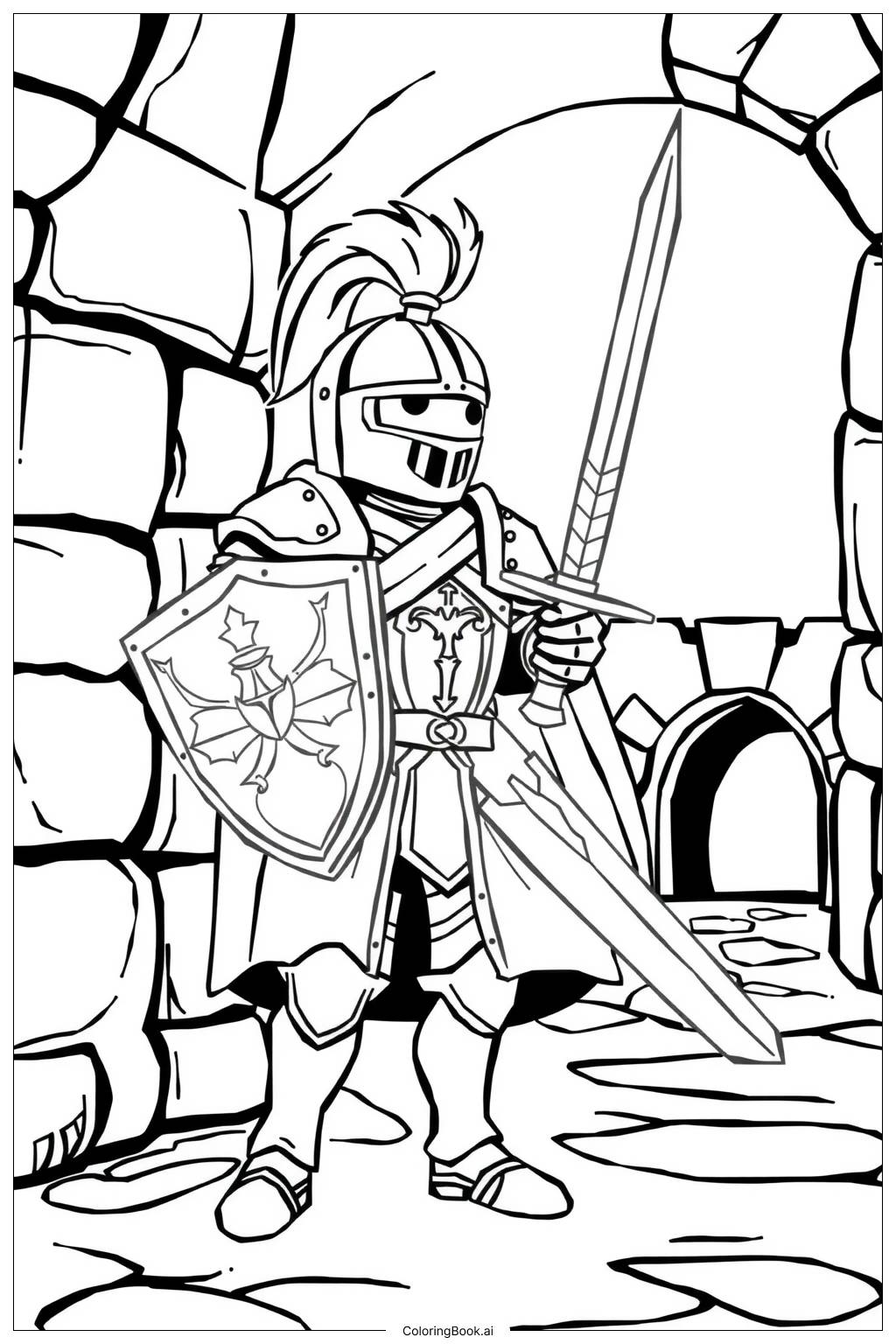  Page de coloriage La légende de la rédemption du chevalier noir 