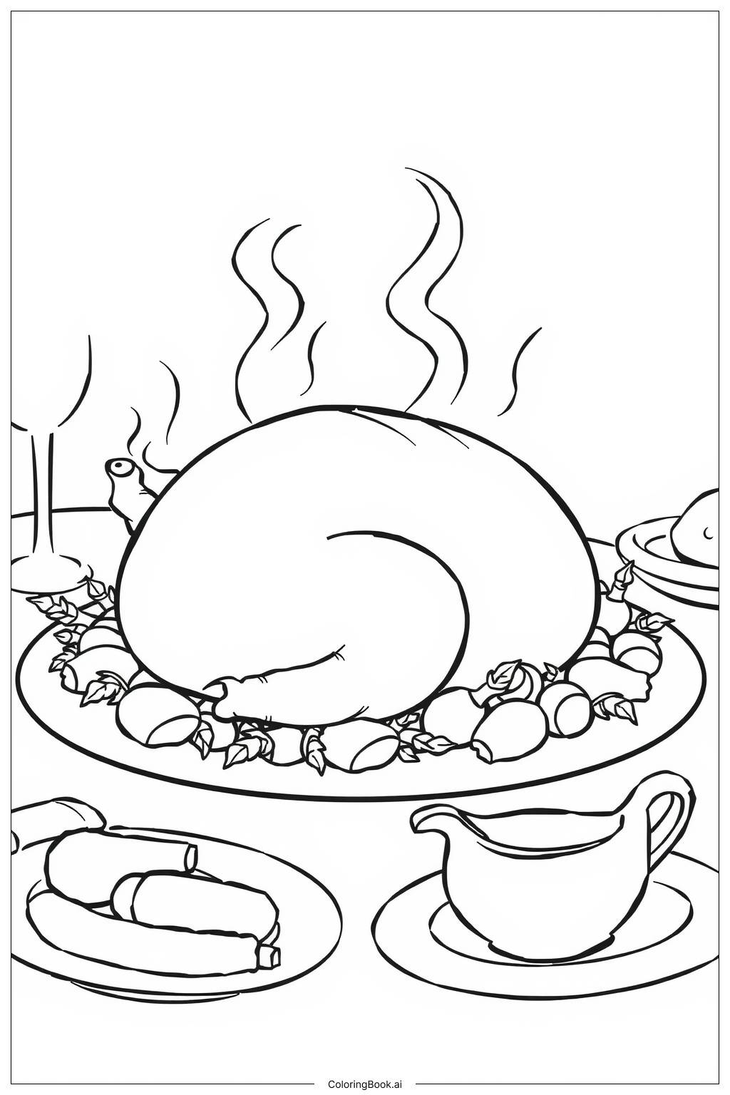  Roasted Turkey Dinner Coloring Page 