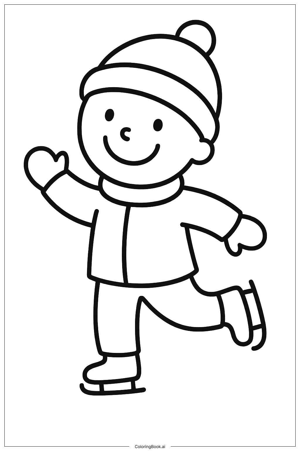  눈 오는 날 아이스 스케이트 색칠공부 페이지 