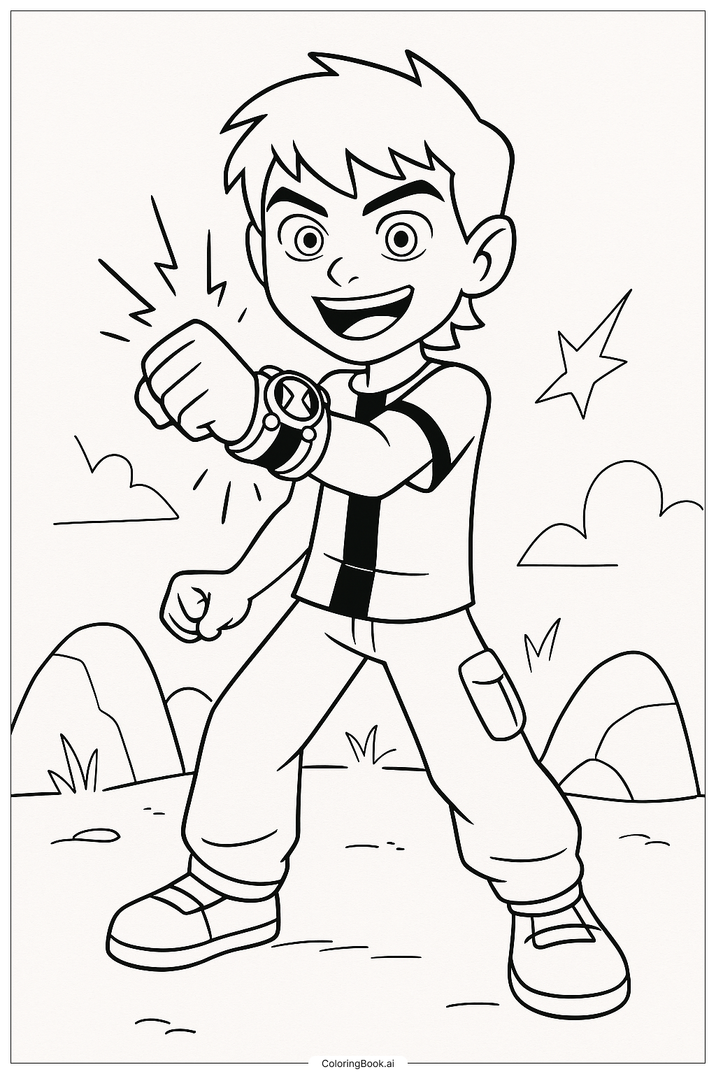 Ben 10 啟動他的Omnitrix著色頁
