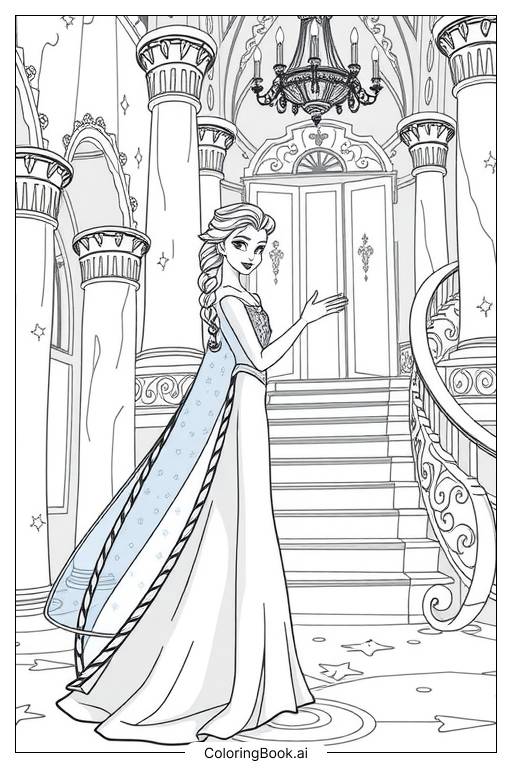  Elsa is in the castle Coloring Page 