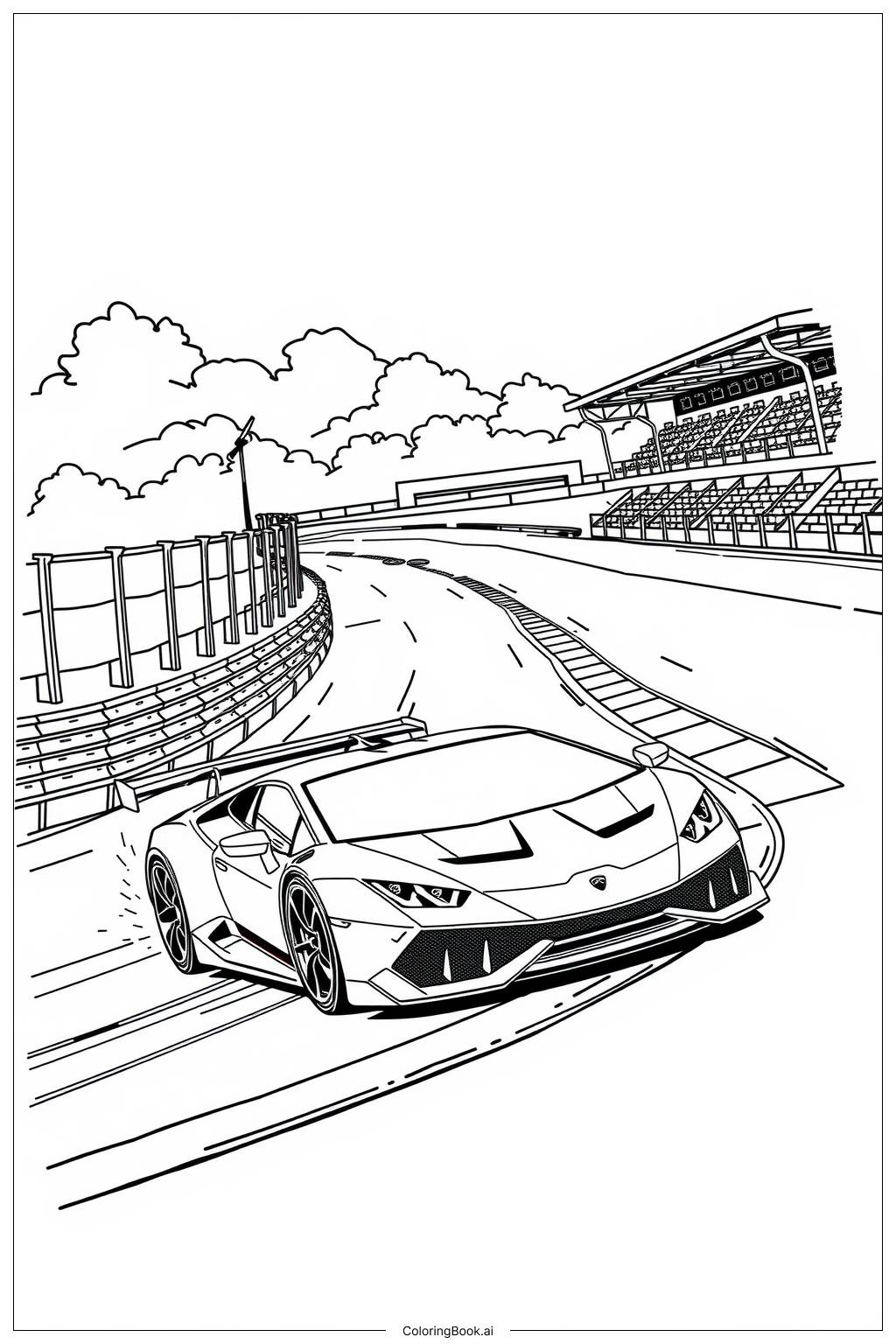  Página para colorear de Pista de Carreras Lamborghini-2 