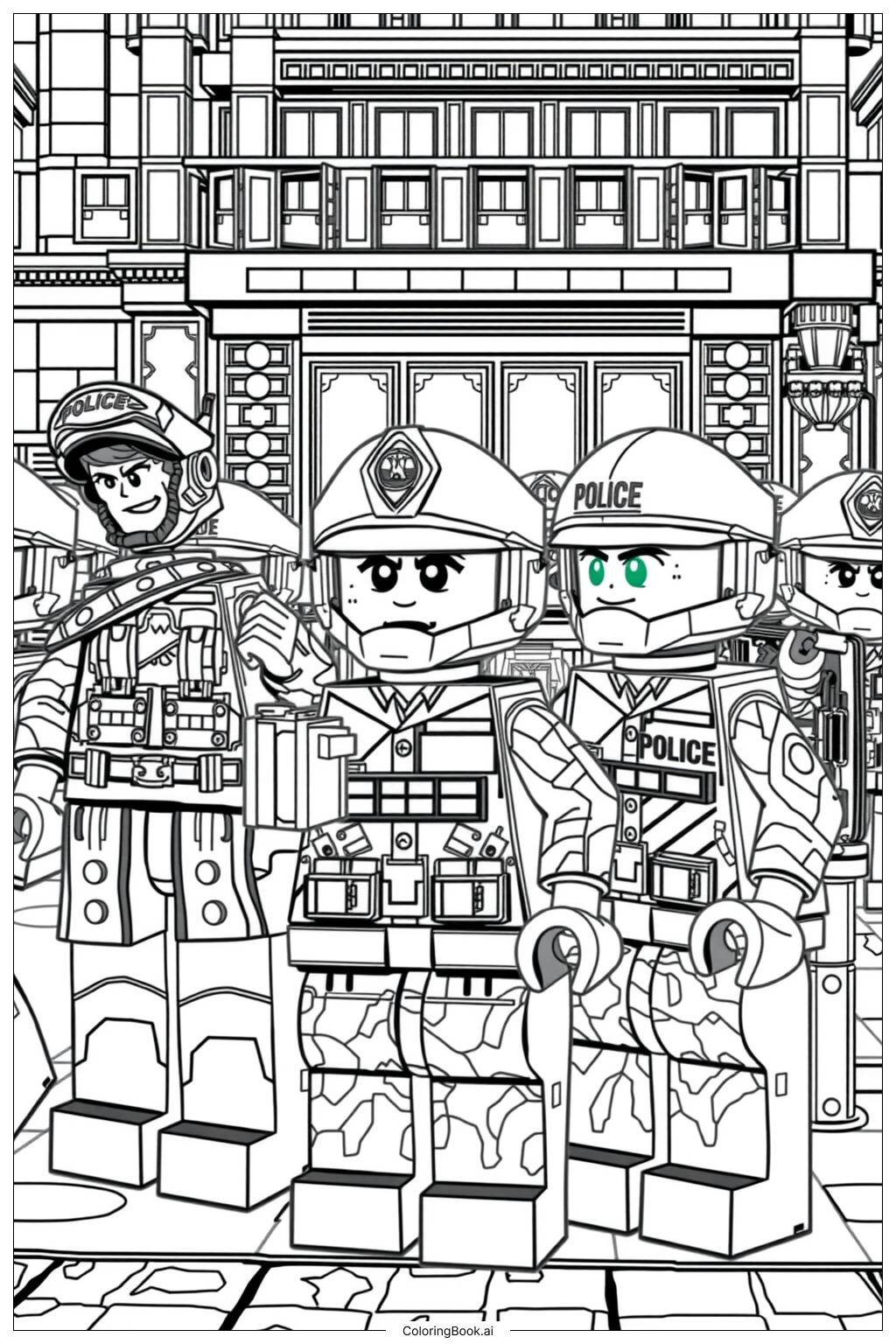  Lego Police Officers at Work Coloring Page 