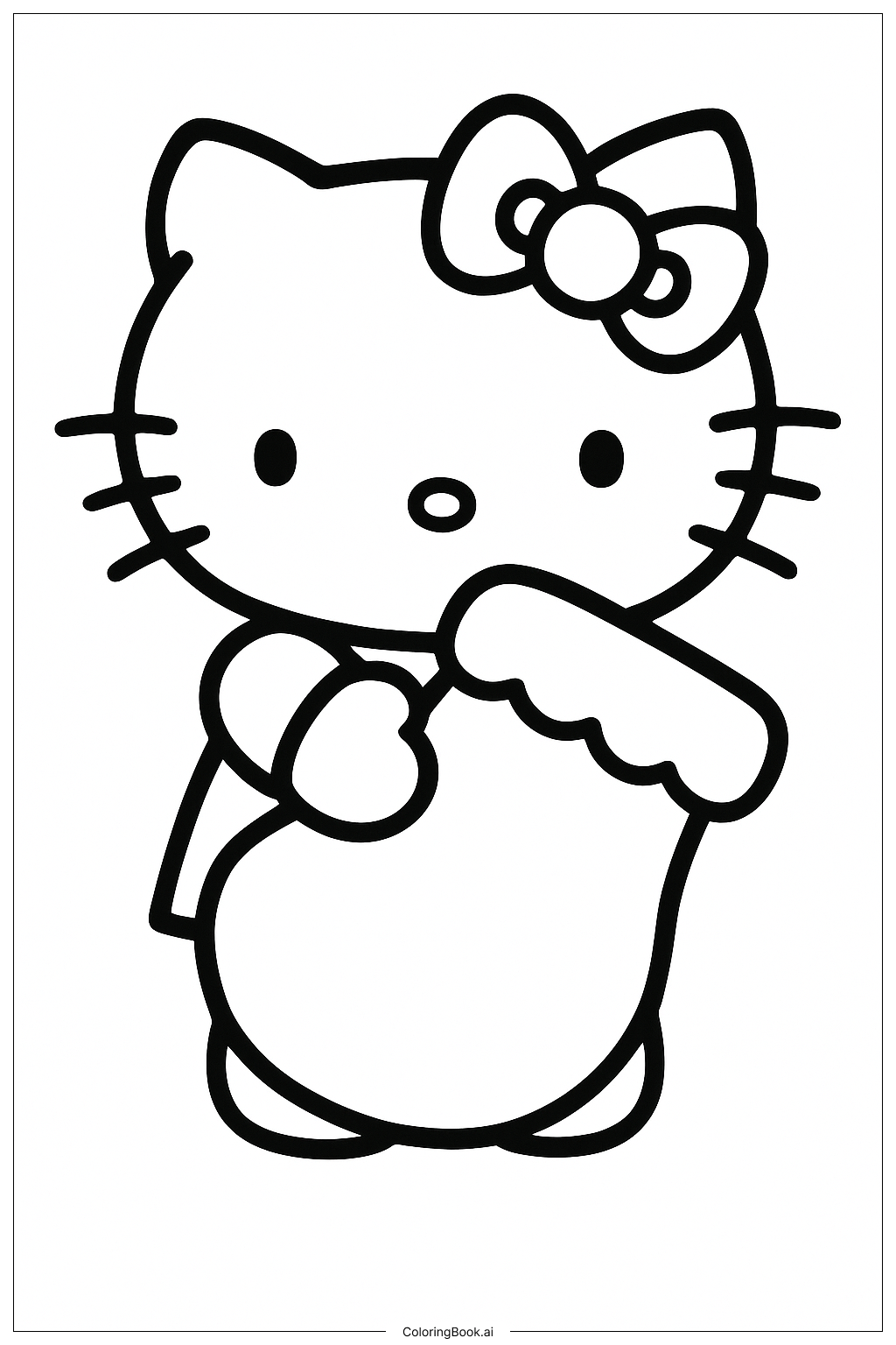  Hello Kitty's Christmas Mitten Coloring Page 