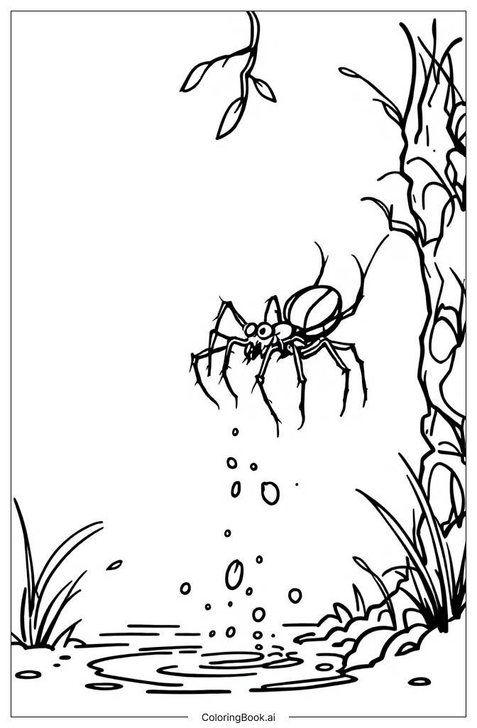  Página para colorear de La araña Itsy Bitsy subiendo por el desagüe 