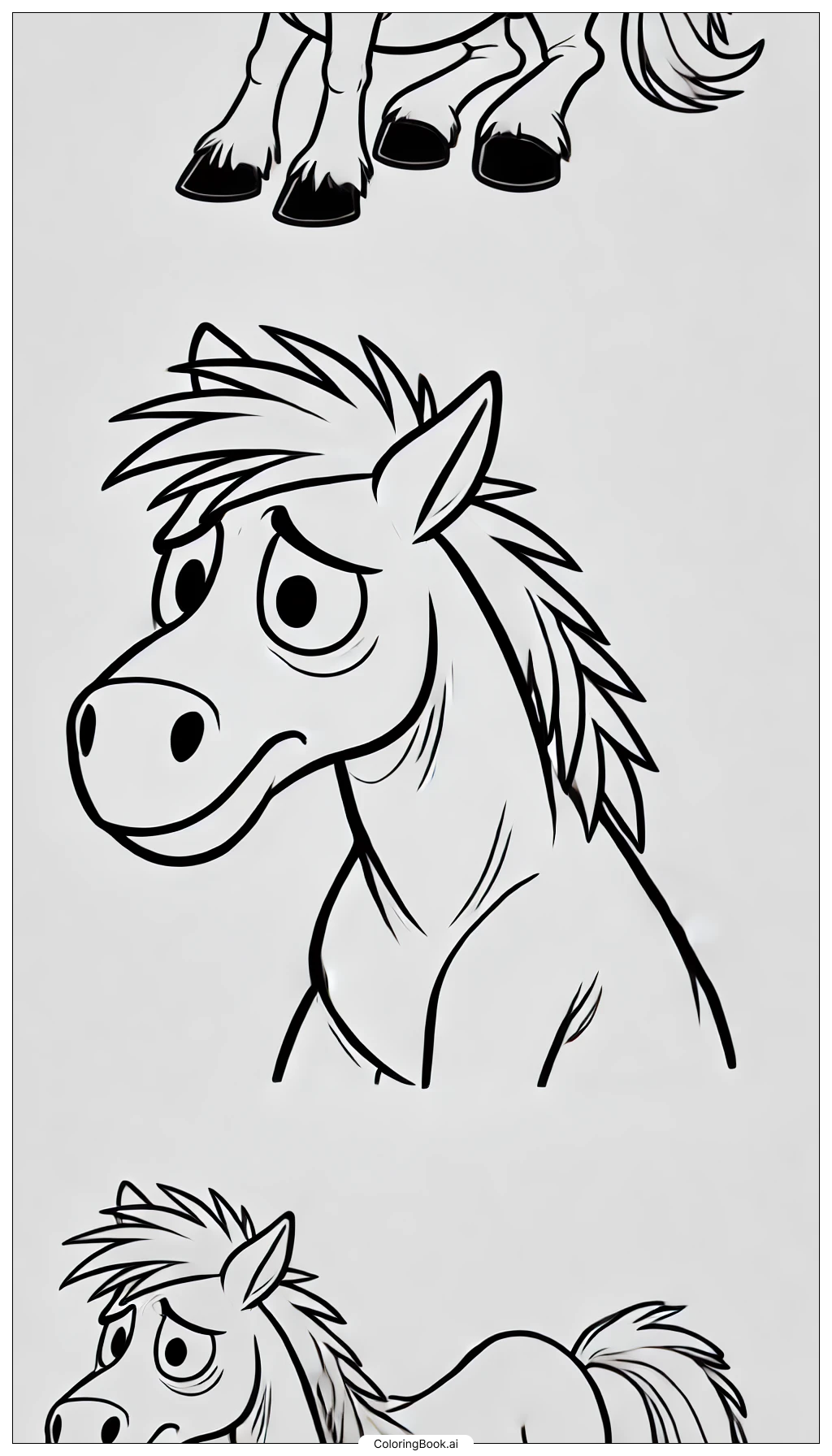  Page de coloriage Bojack Horseman Essayant de Sourire 