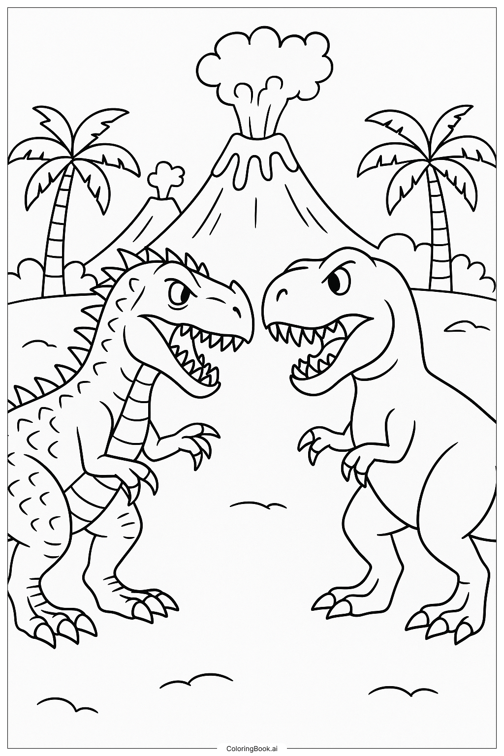 Página para colorir de Indominus Rex Vs T-Rex Duelo 
