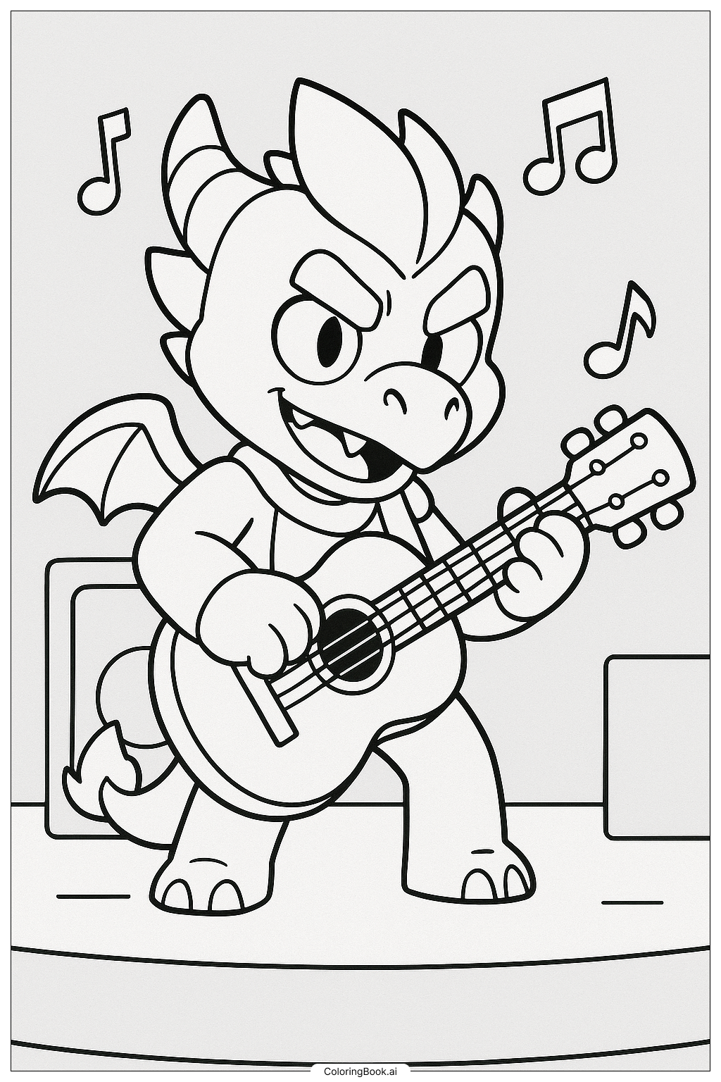 Trang tô màu Brawl Stars Draco Chơi Đàn Guitar