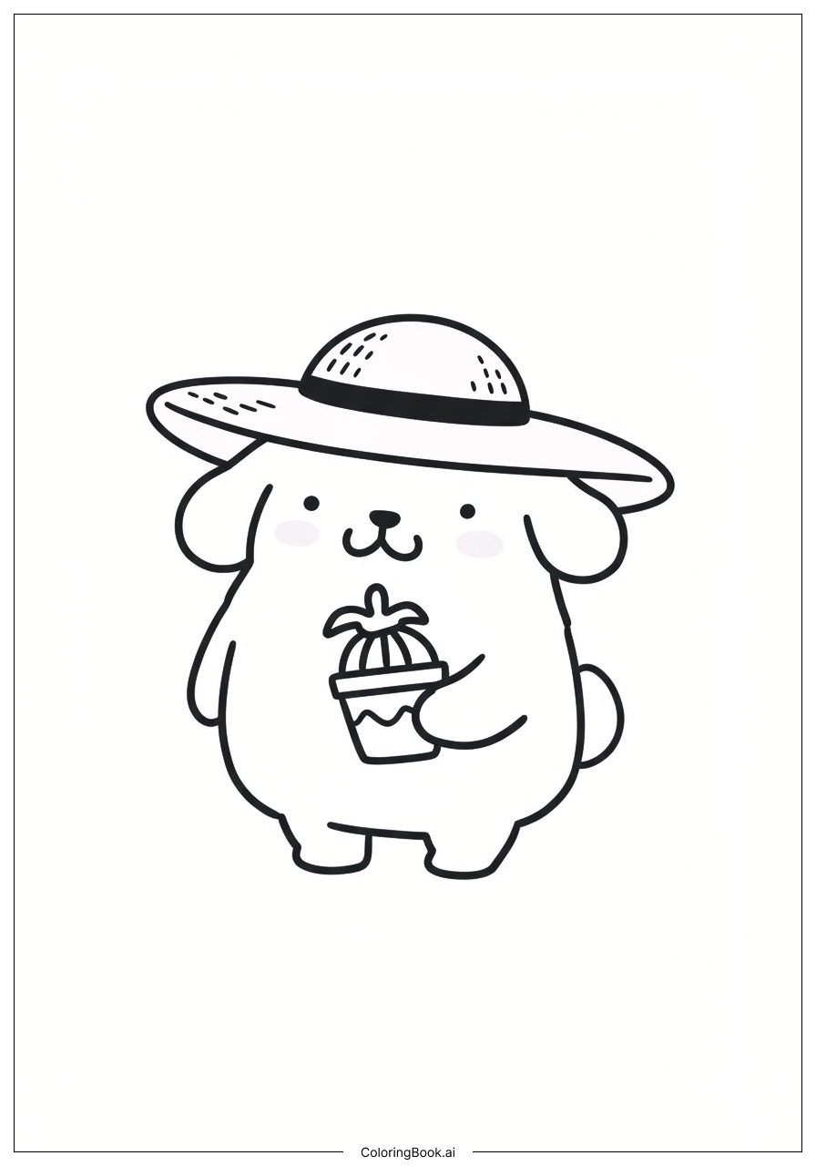  胖胖狗的草帽著色頁 