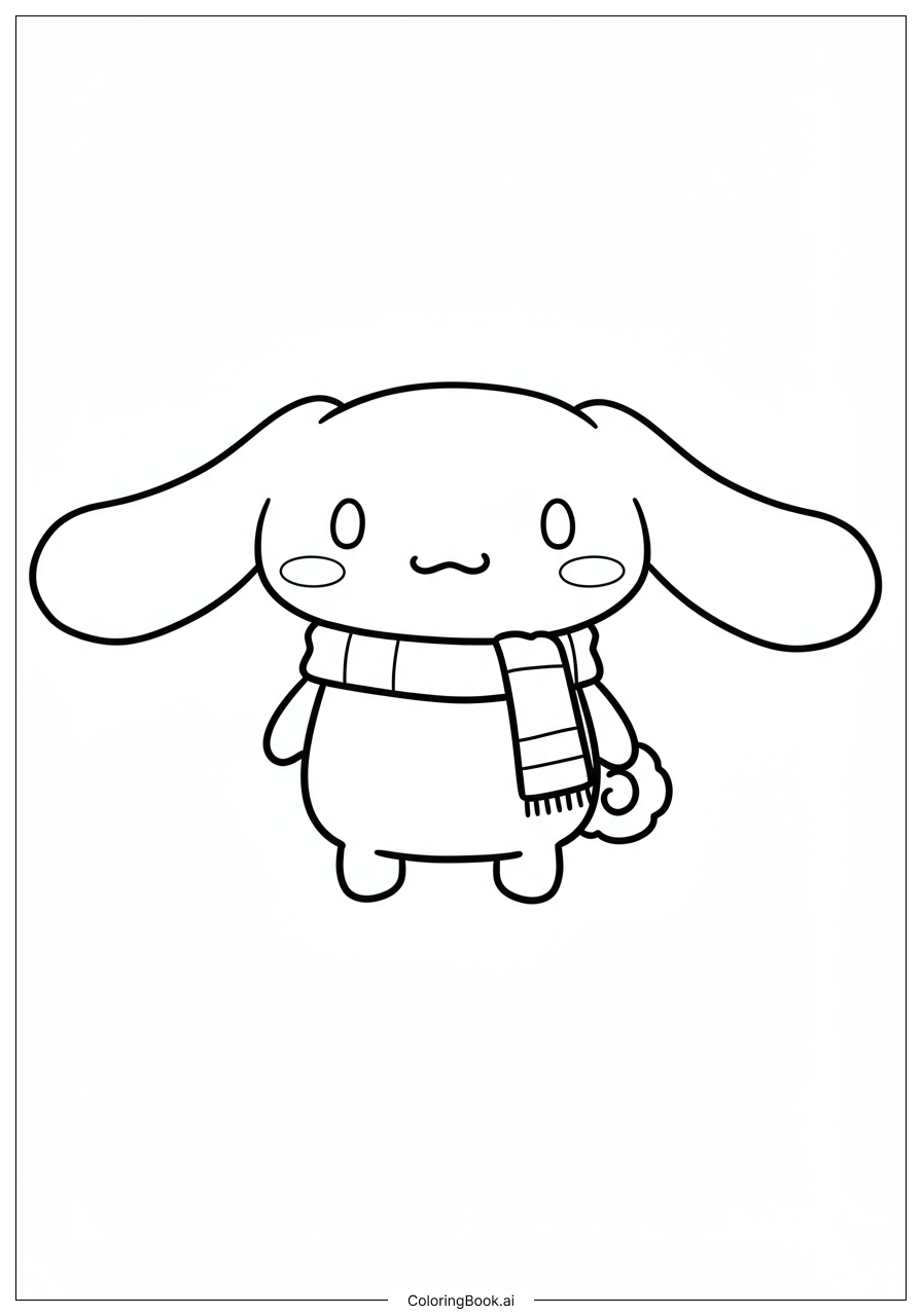  Página para colorear de Cinnamoroll Con Una Bufanda Arcoíris 