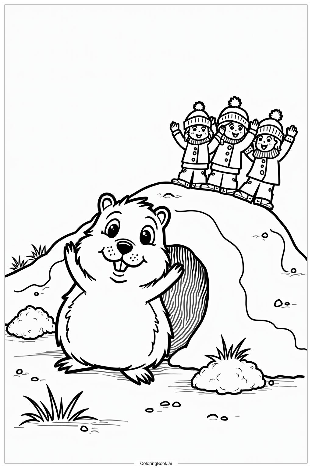  Ground Hog Celebration on Ground Hog Day Coloring Page 