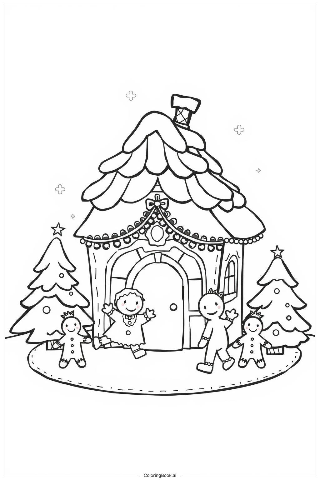  Gingerbread House Decorating Party Coloring Page 