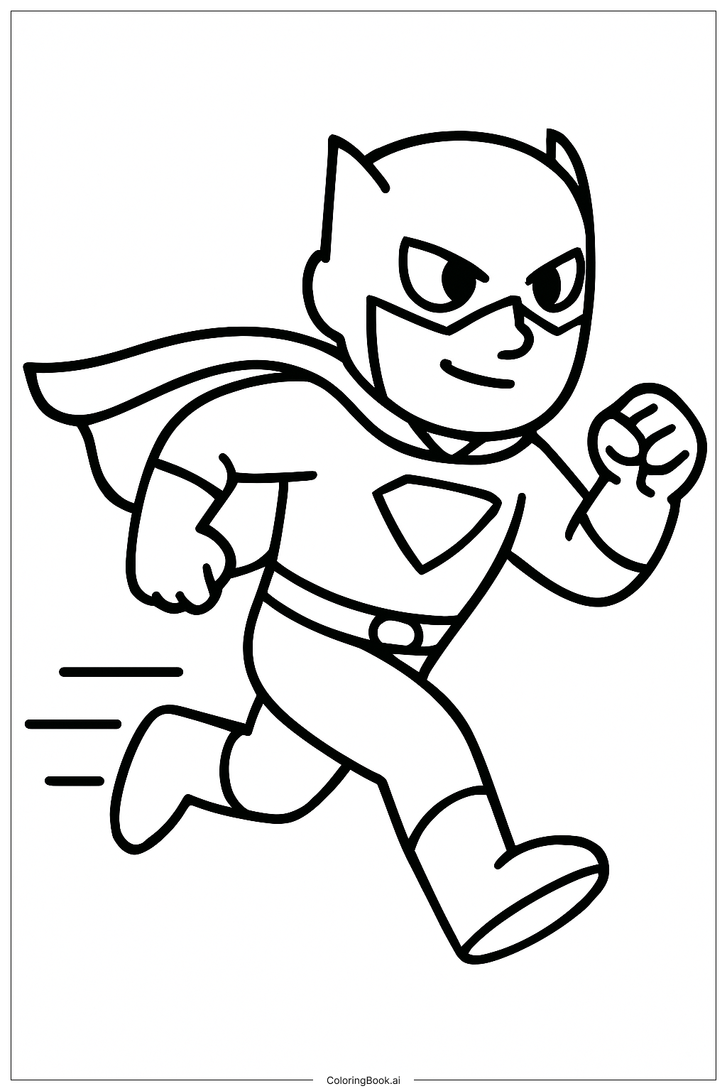 Superheld läuft mit Übergeschwindigkeit Ausmalseite