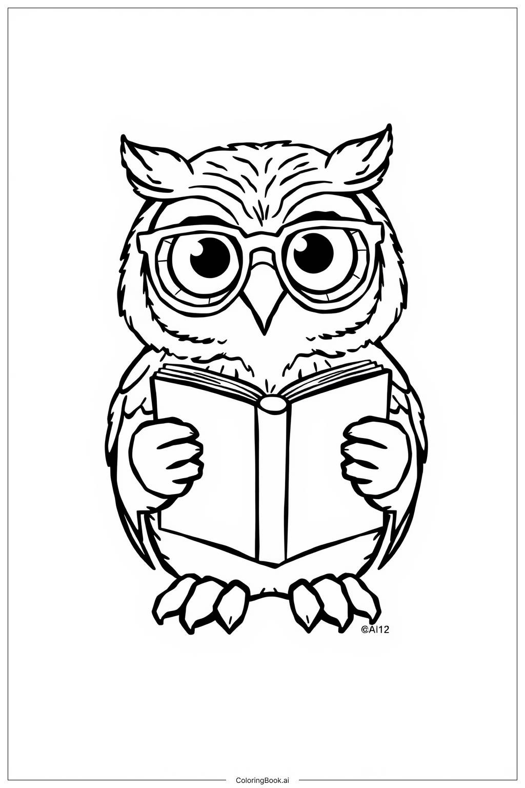  Wise Owl Reading Coloring Page 