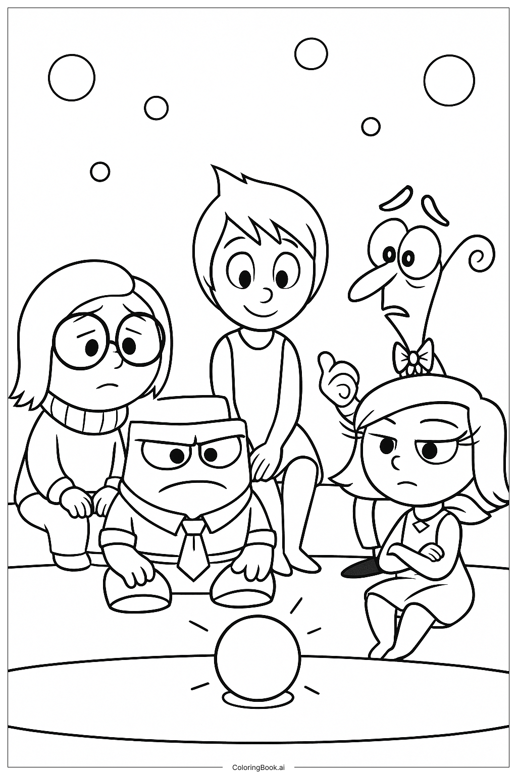 Inside Out Emotions Watching A Memory Coloring Page