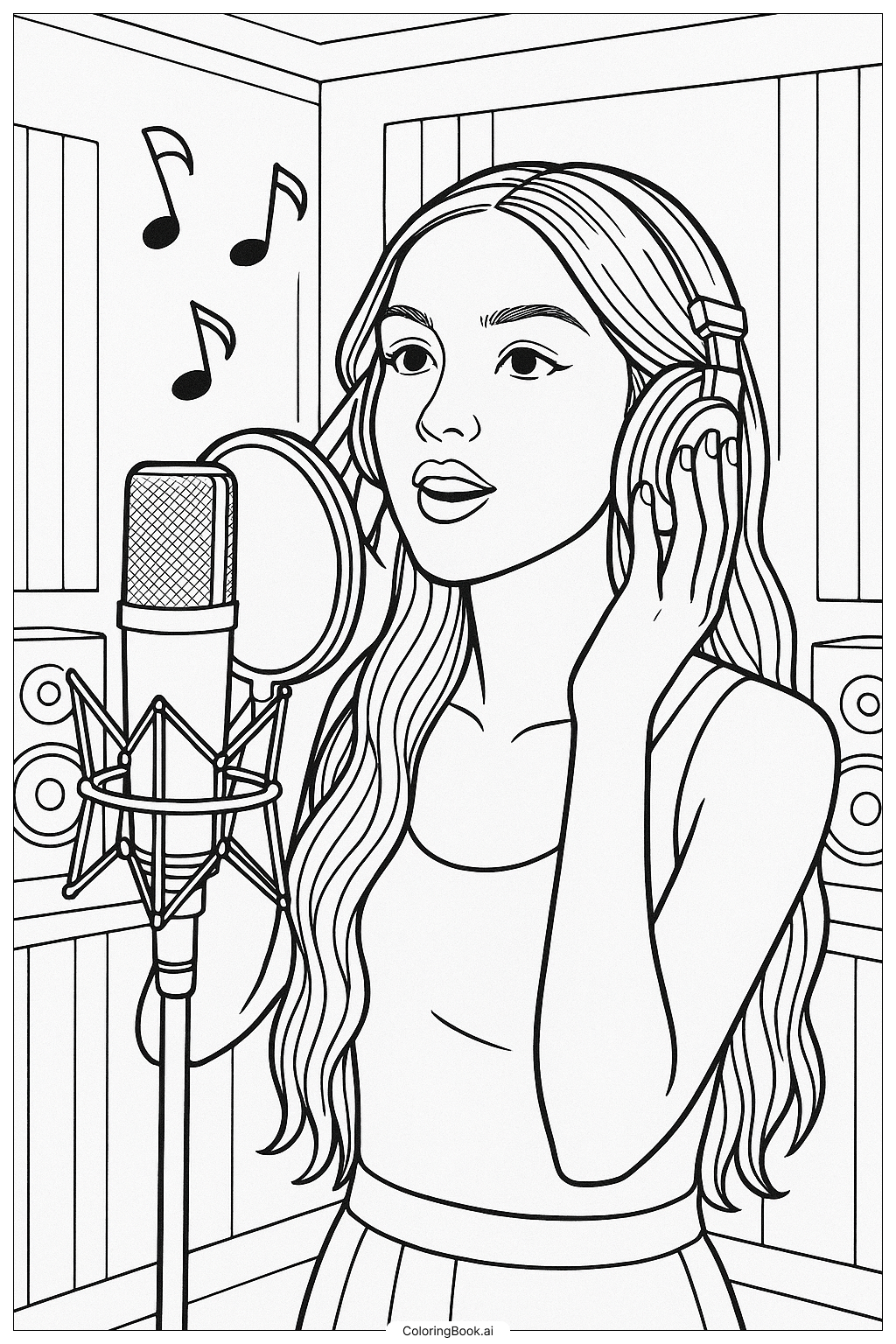  Olivia Rodrigo In A Recording Studio Coloring Page 