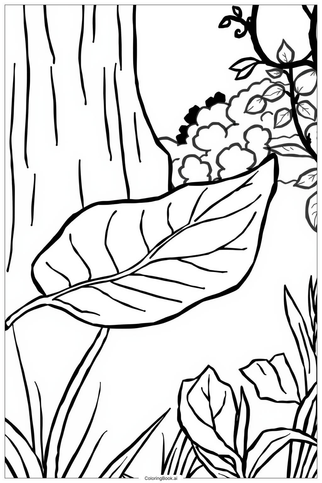  Close-Up of Leaf Veins and Patterns Coloring Page 