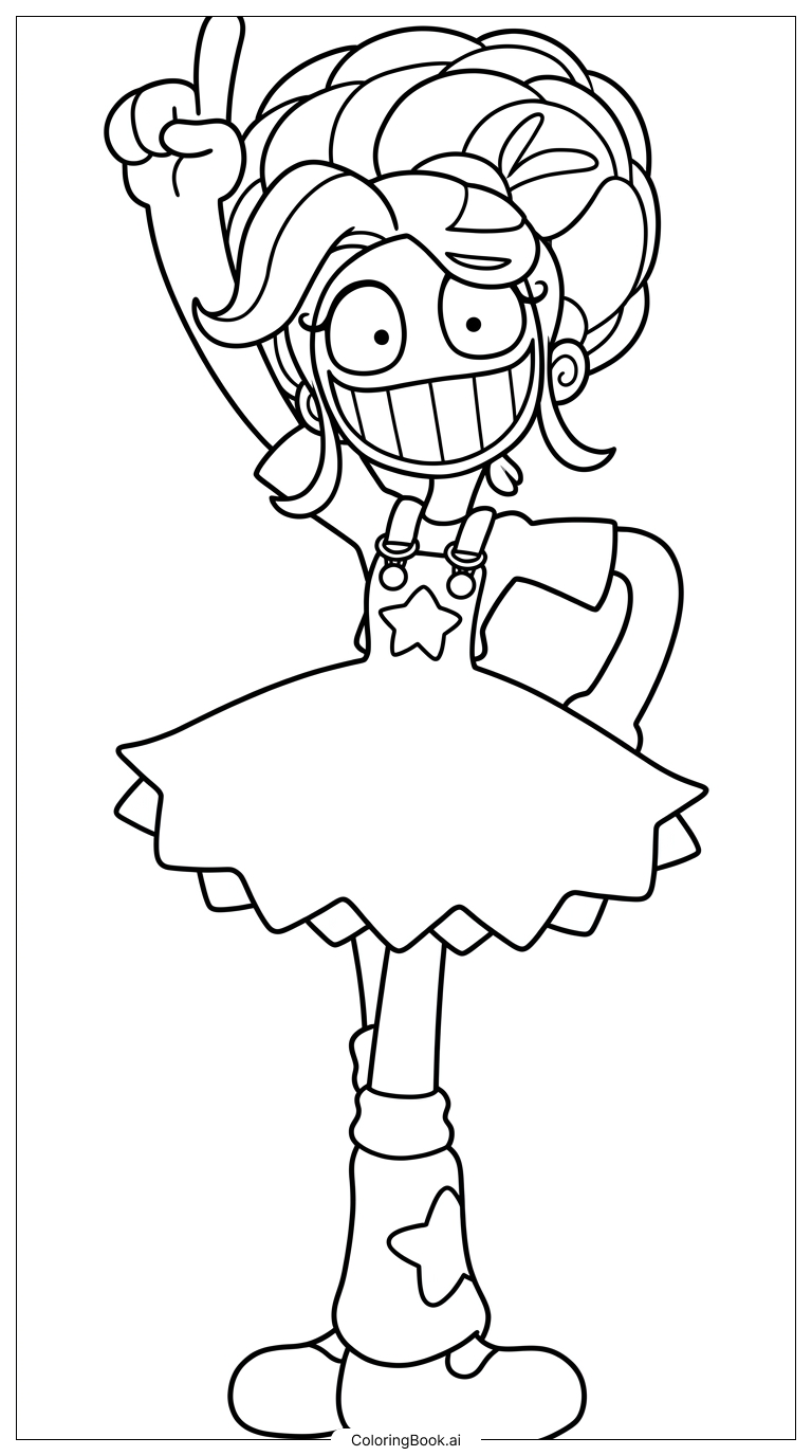  Lily Love Braids grins proudly pointing upward Coloring Page 
