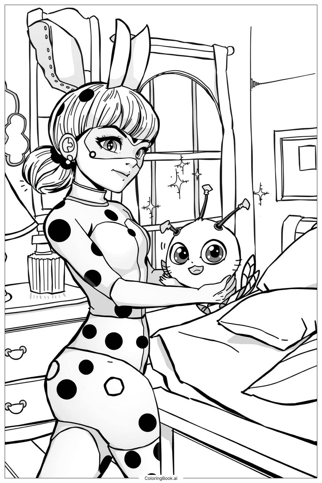  Trang tô màu Cuộc gặp gỡ của Ladybug Miraculous với Kwami 