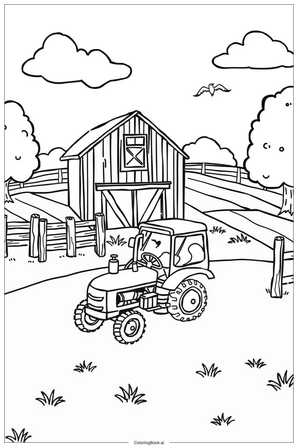  Page de coloriage Aventures à la Ferme par une Journée Ensoleillée 