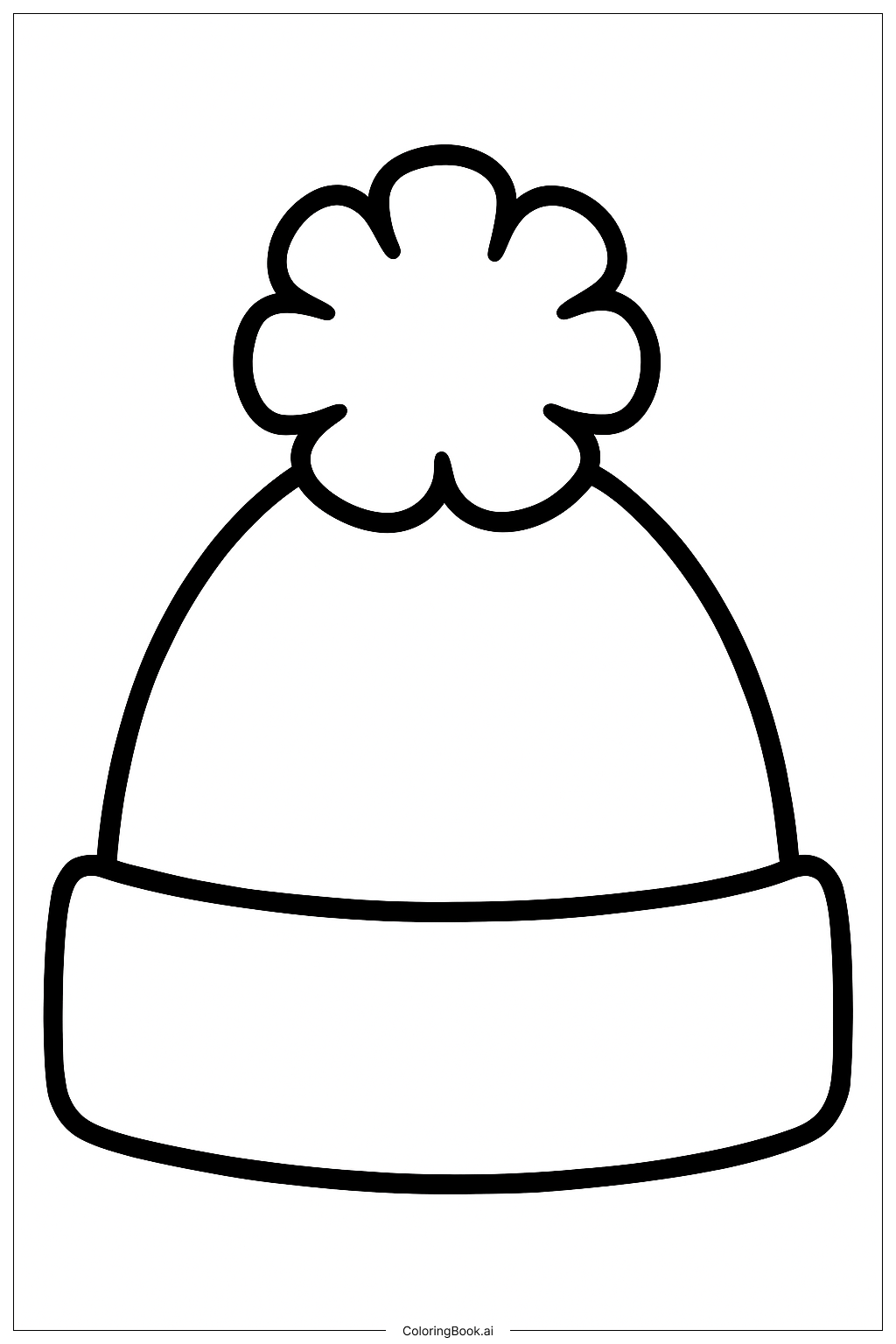 Página para colorear de Gorro de Invierno con Pom Pom
