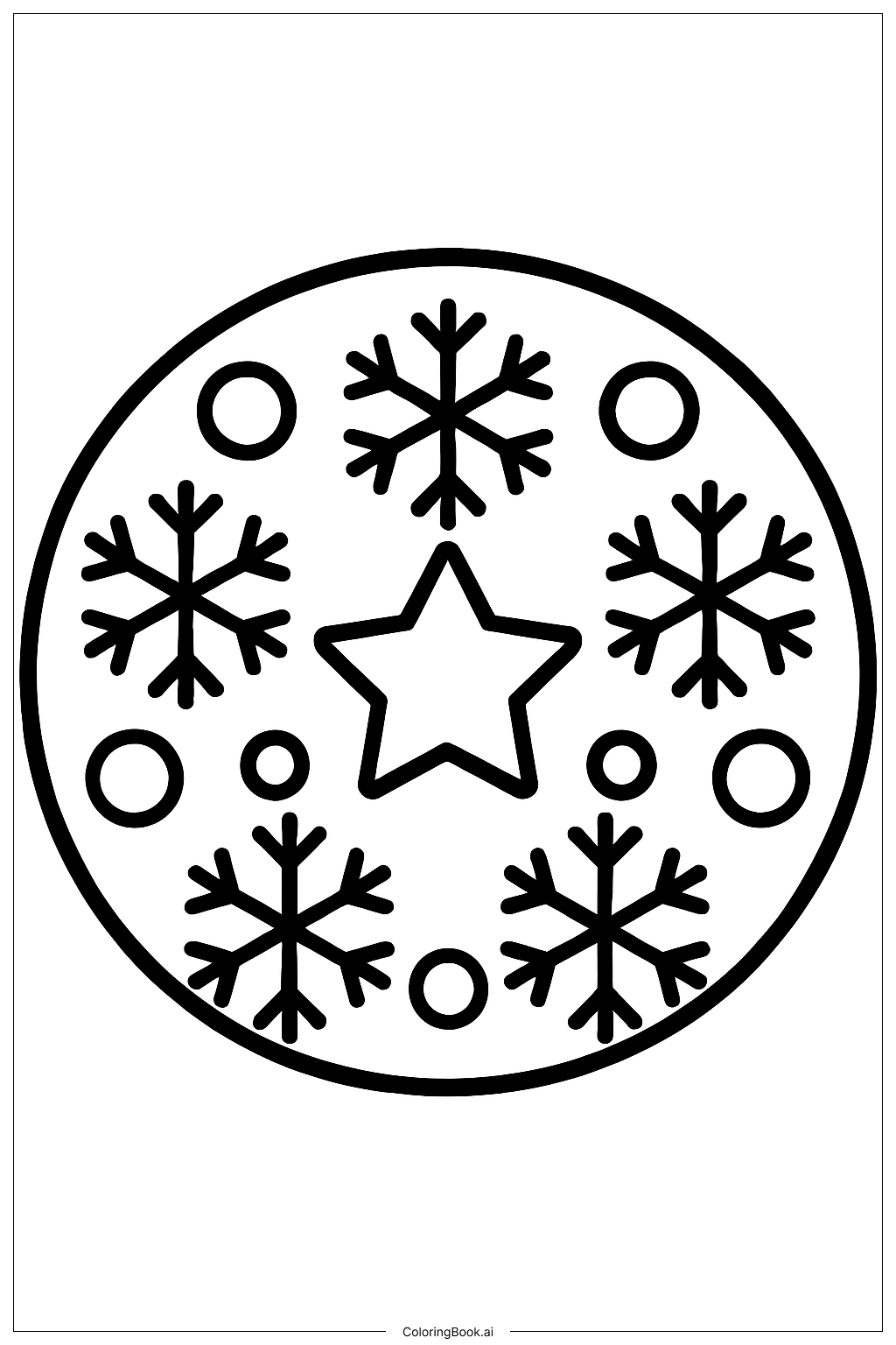  Christmas Mandala with Snowflake Details Coloring Page 