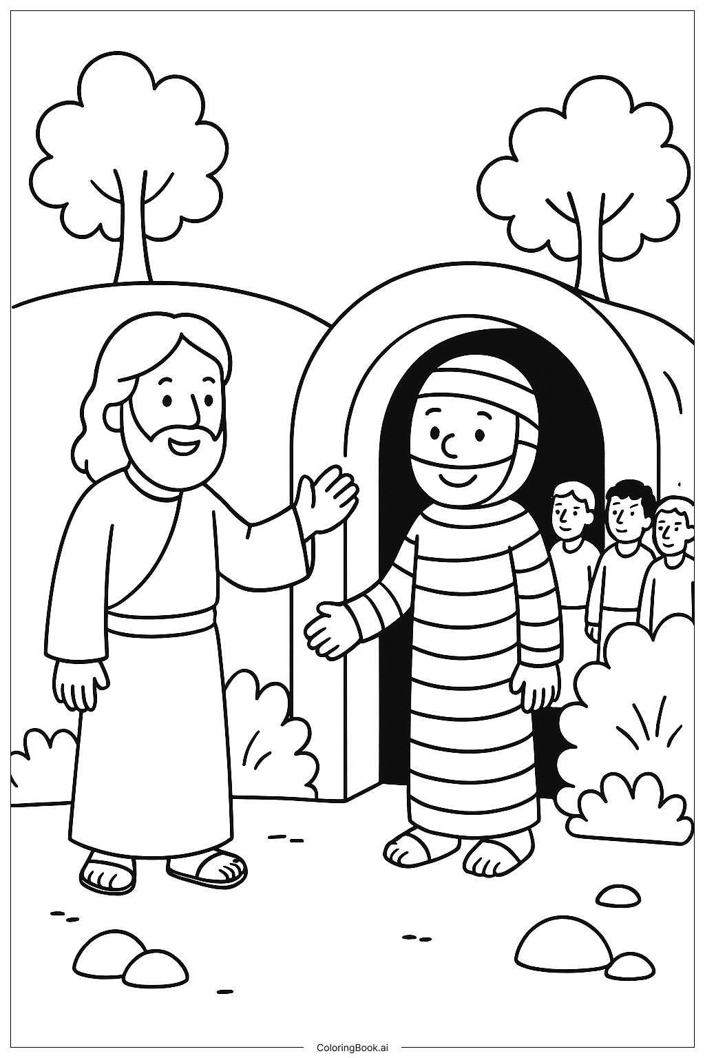  Página para colorear de Jesús Resucita a Lázaro de entre los Muertos 