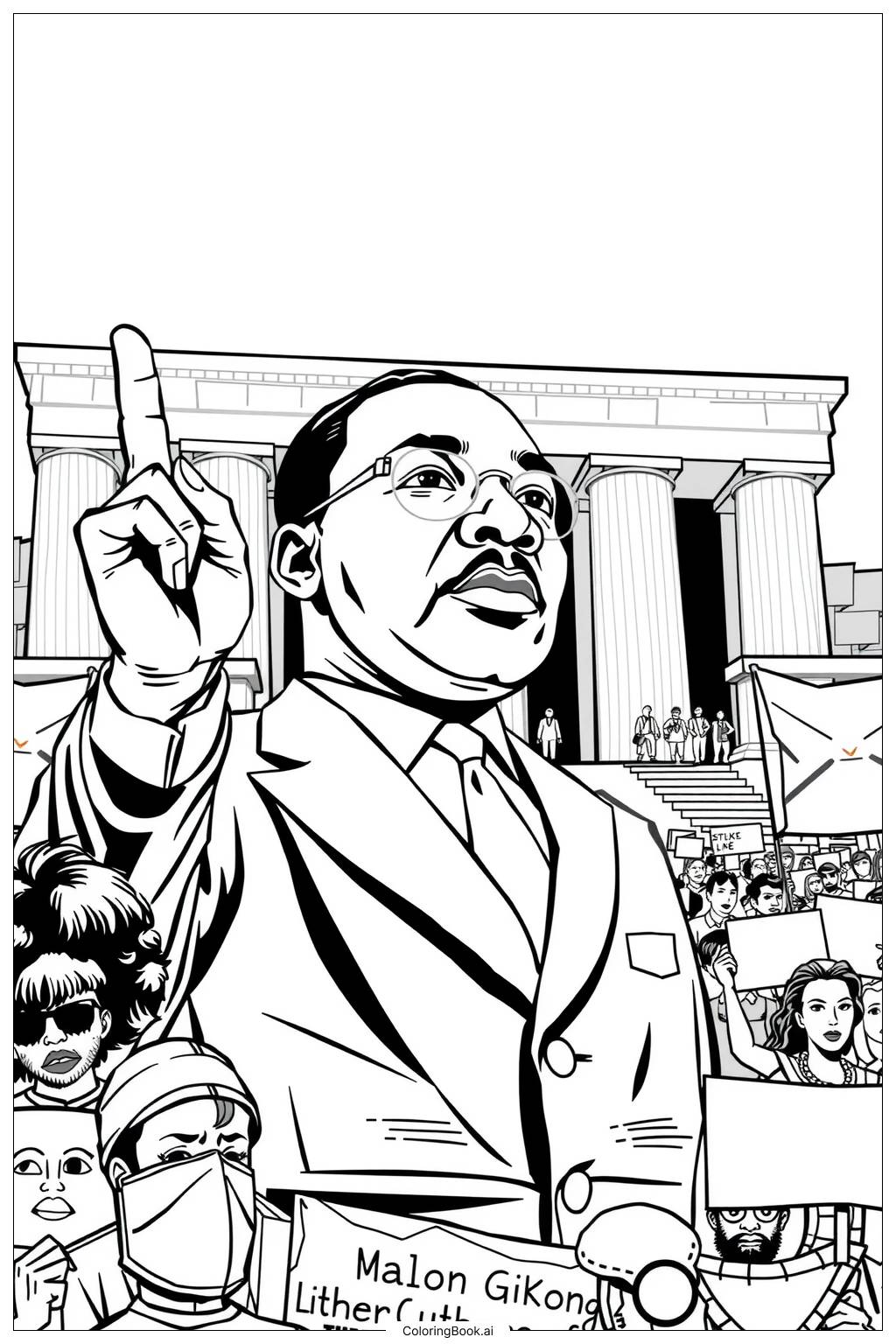  martin luther king Inspiring Change Through Nonviolence Coloring Page 