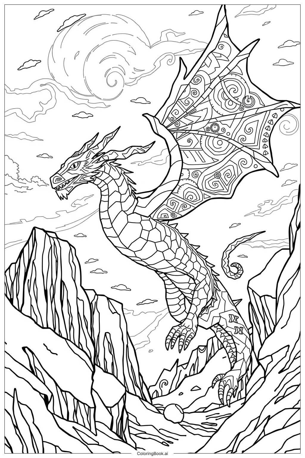  Ice Dragon Flight-2 Coloring Page 