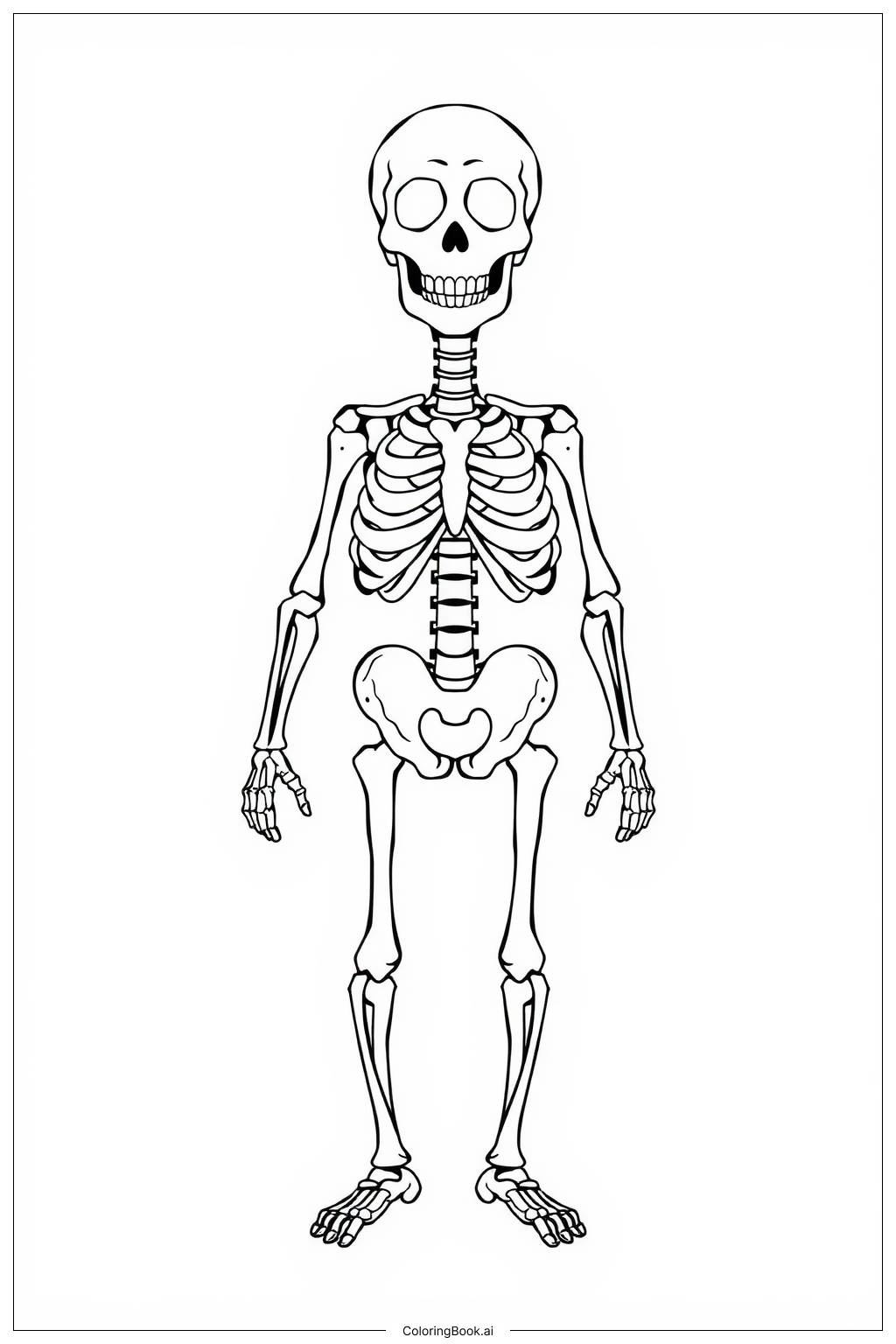  簡単なスケルトンのプリントアウトの塗り絵ページ 