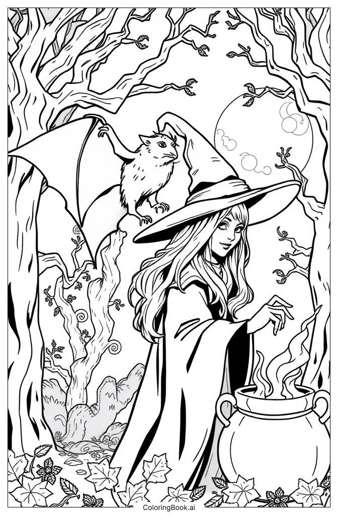  Page de coloriage Chauve-souris d'Halloween 