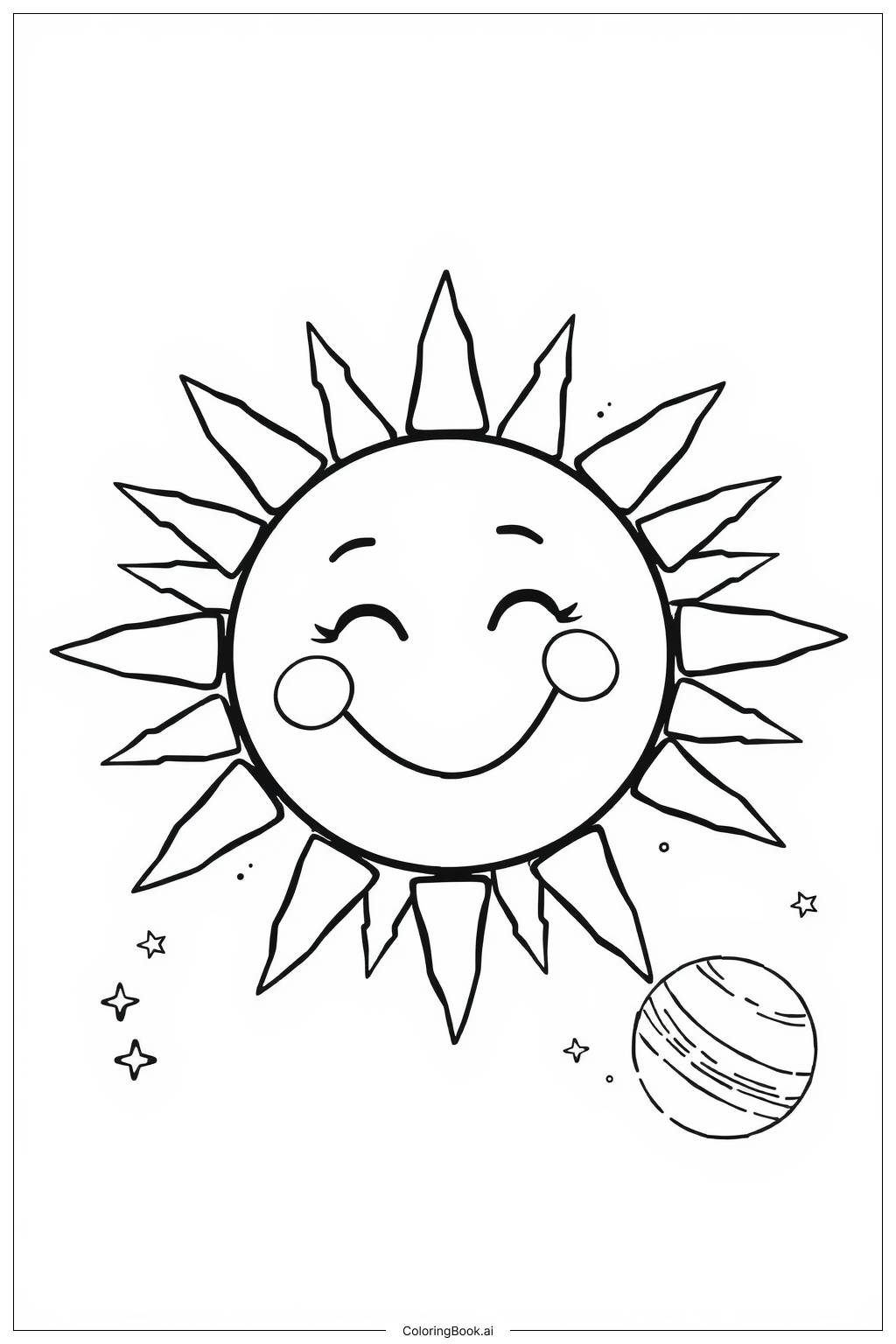  Página para colorear de Sol Sonriente del Espacio 