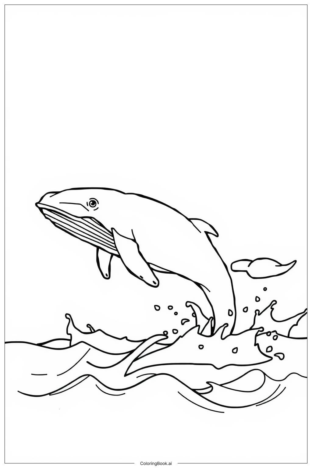  Page de coloriage Baleine à bosse sautant hors de l'eau 