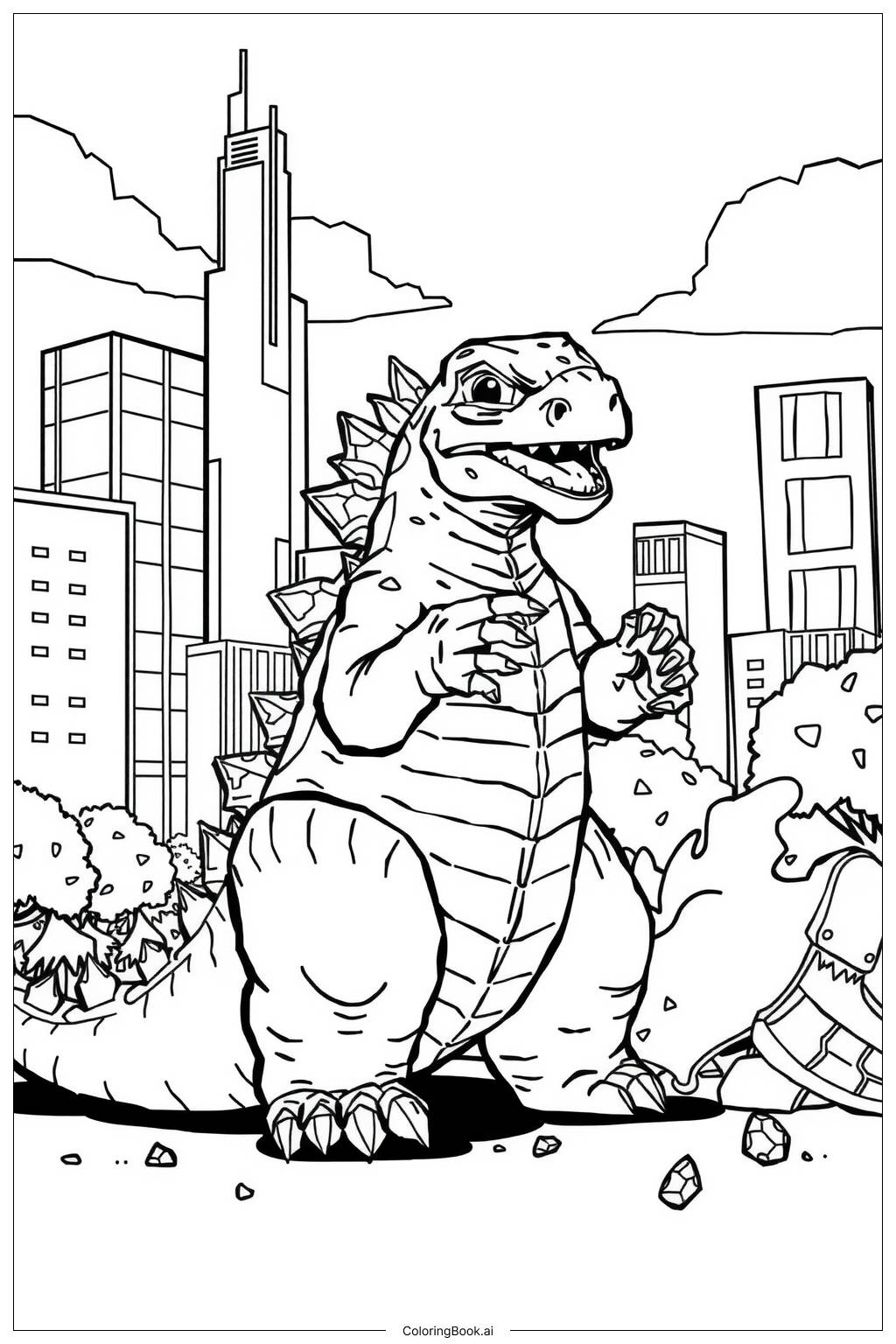  Página para colorear de baby godzilla-2 