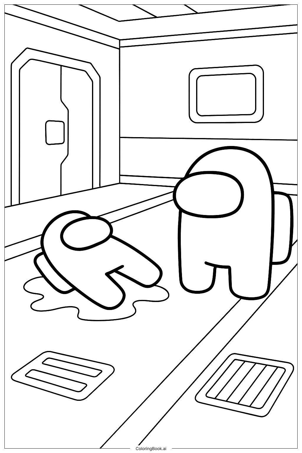  Among Us Crewmate Finding A Body Coloring Page 
