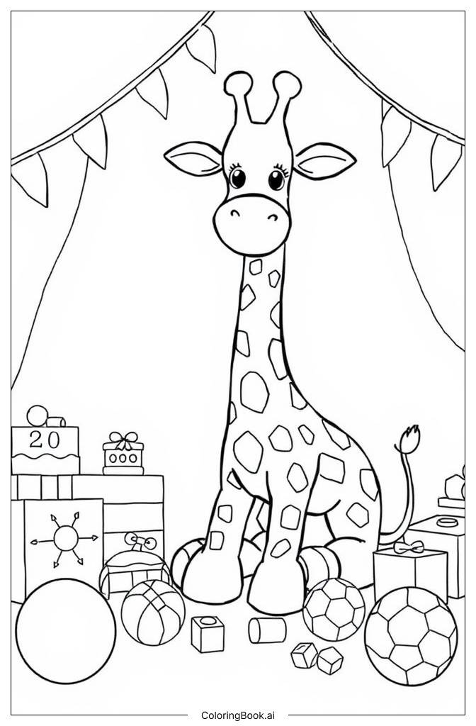  Geoffrey's Toy Party Coloring Page 