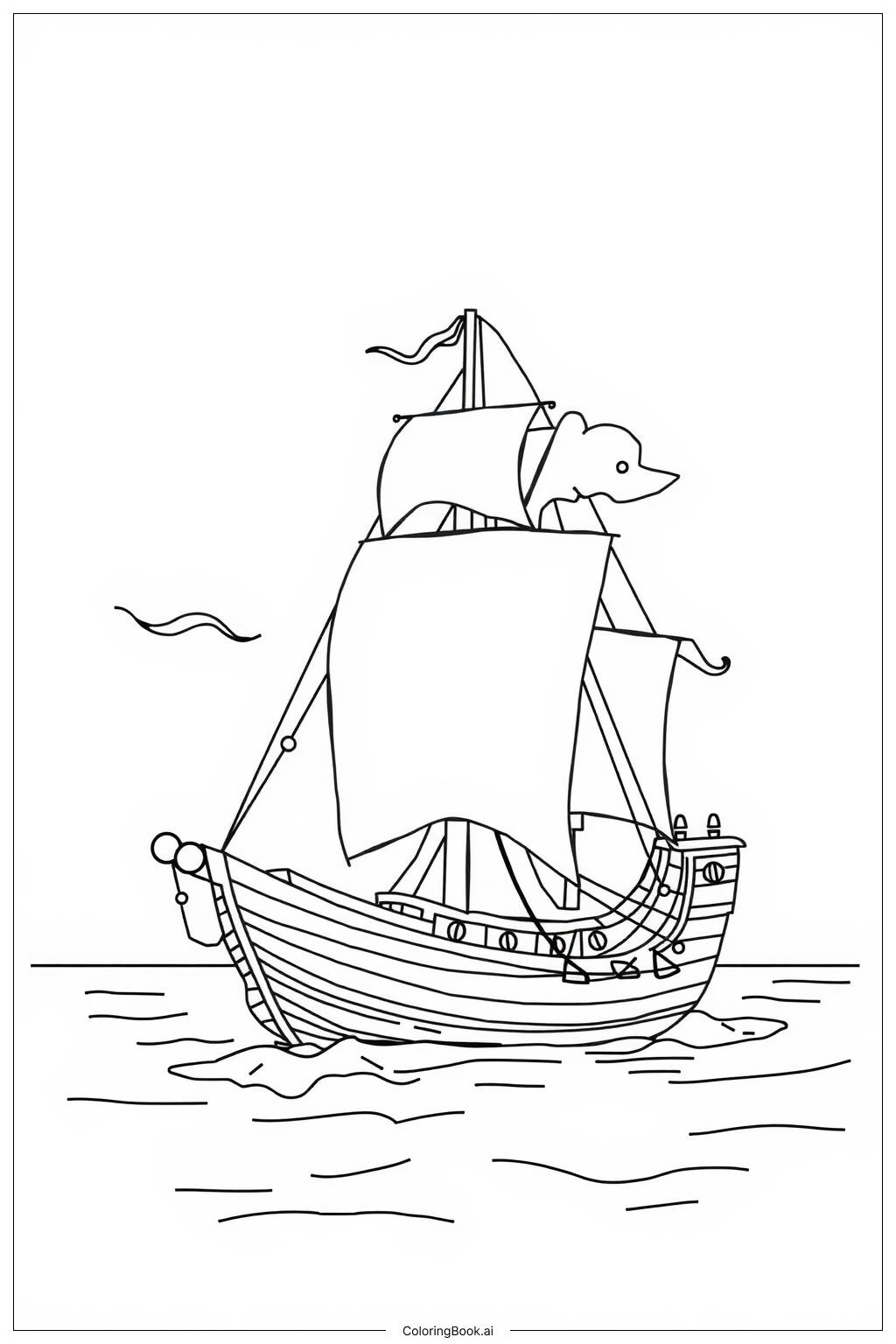  Pirate Battle Scene with Cannons Firing Coloring Page 