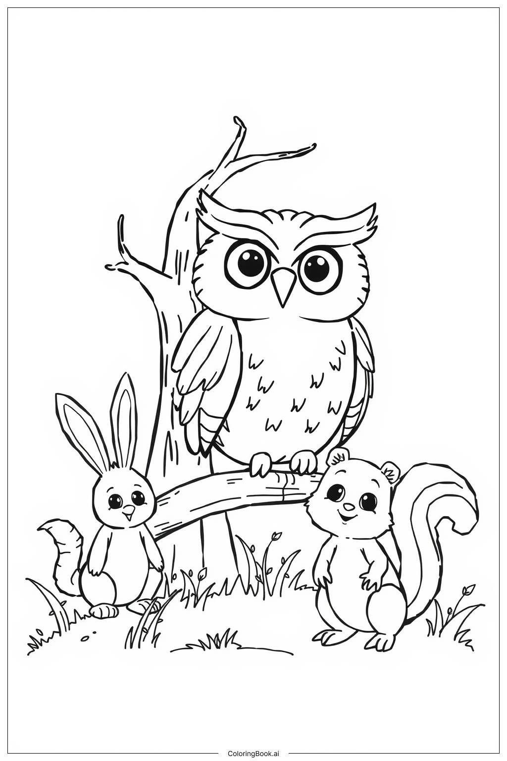  Owl and Friends Adventure Coloring Page 