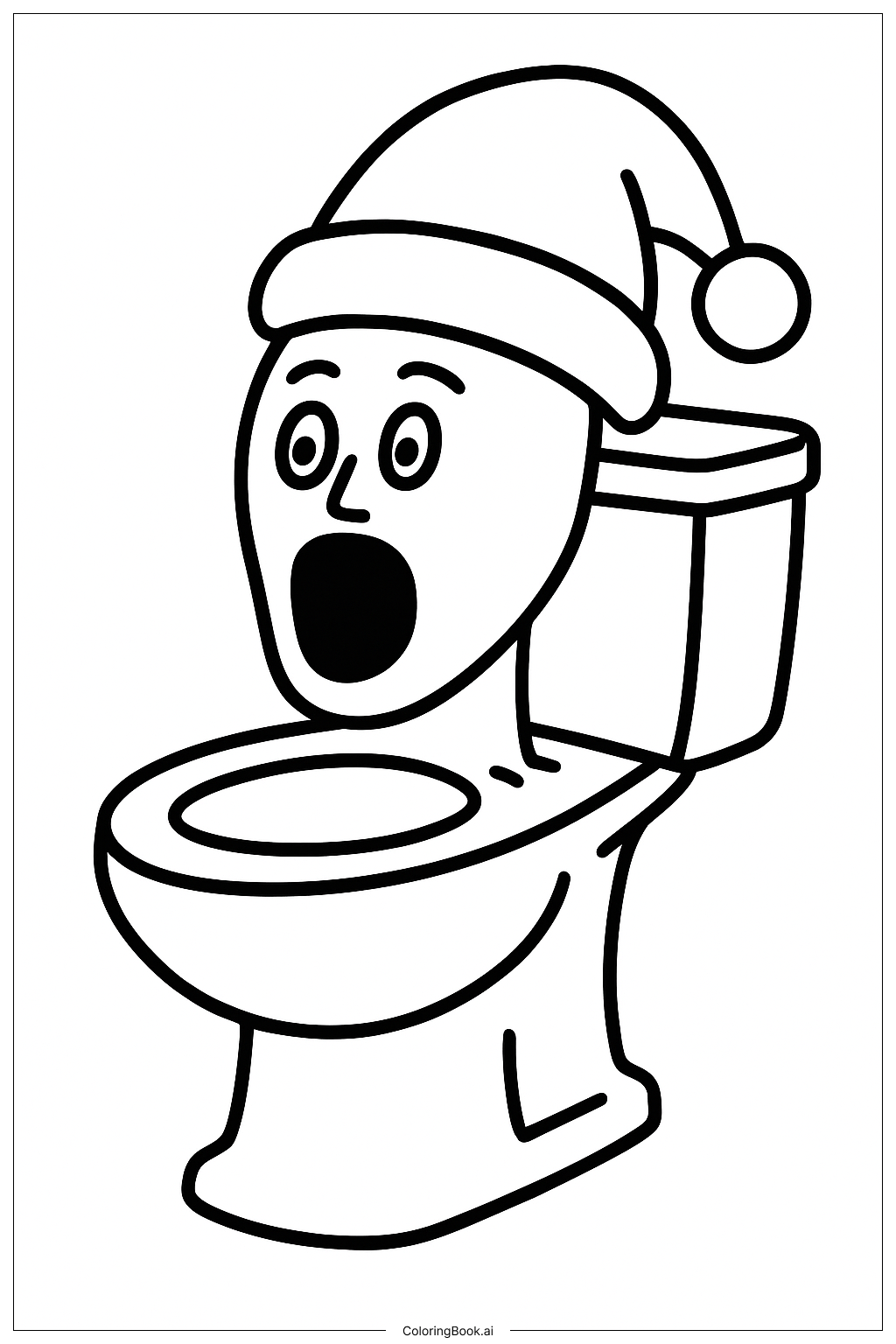  Page de coloriage Toilette Skibidi avec un chapeau de Père Noël 