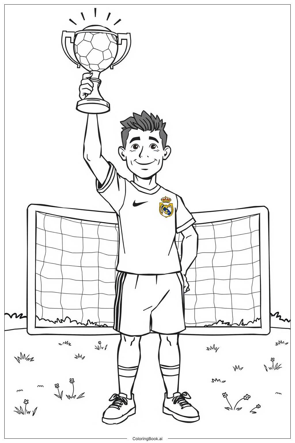  Ronaldo Holding a Trophy Coloring Page 