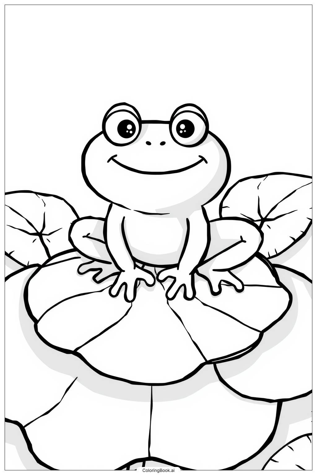  Page de coloriage Grenouille assise sur un nénuphar 