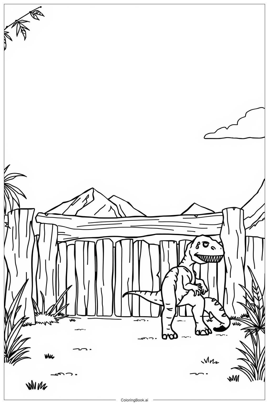  Página para colorear de Puerta de entrada de Camp Cretaceous 