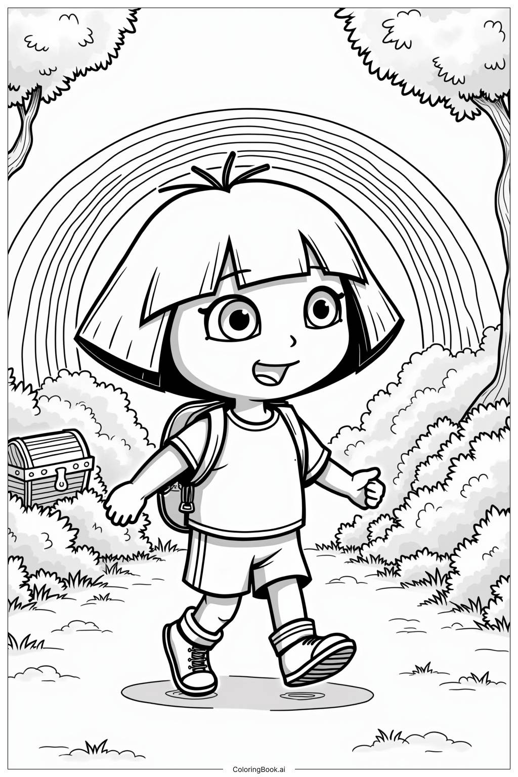  Page de coloriage Dora L'Exploratrice : Quête de l'Arc-en-ciel 