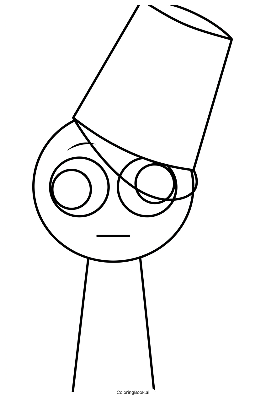 Page de coloriage Sprunki l'Éclaireur au Bob Cache un Œil