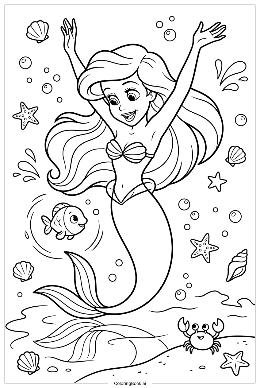 ディズニープリンセスと海の仲間たちの水遊び
