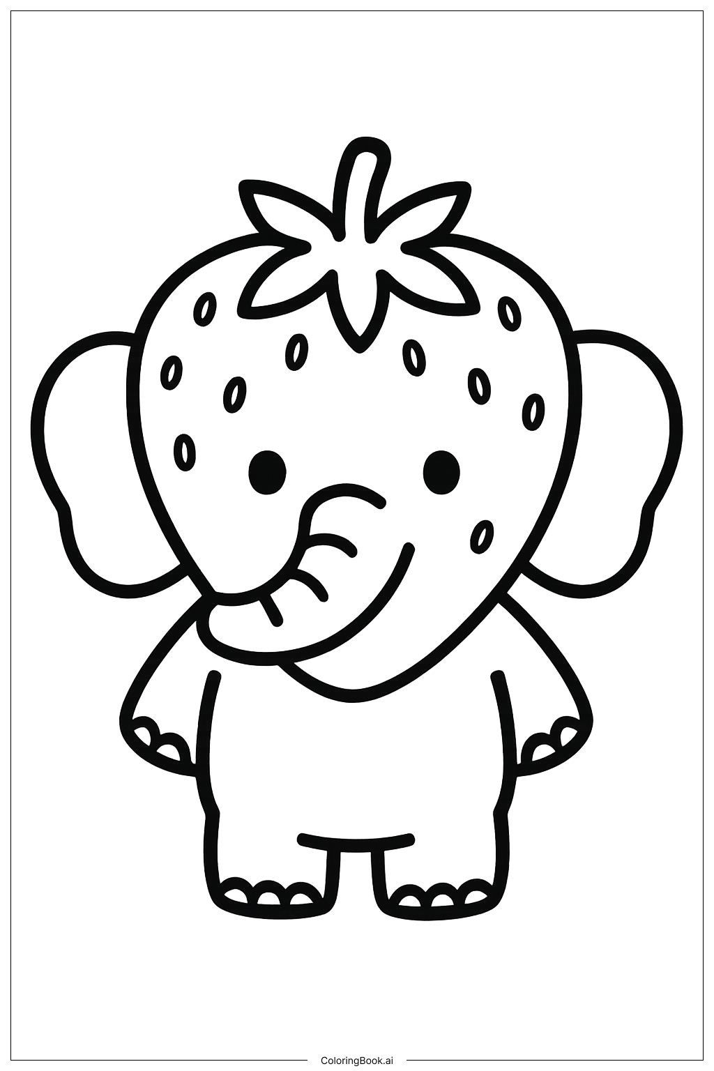  草莓大象在水坑里溅水填色页 